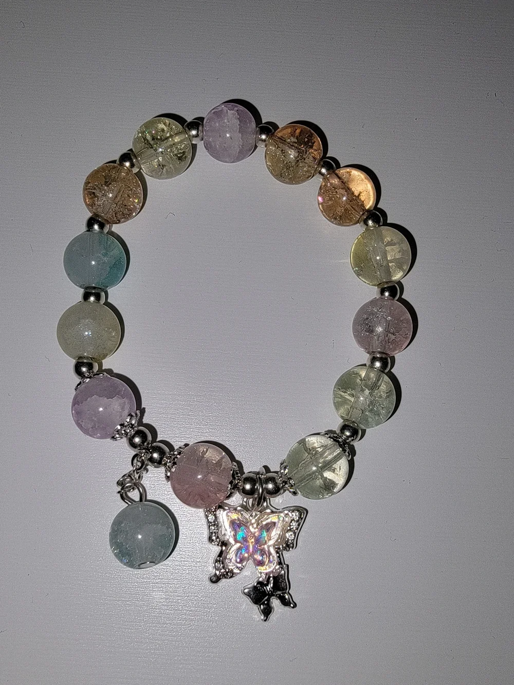 Beaded Butterfly Charm Bracelet Fairycore Cottagecore